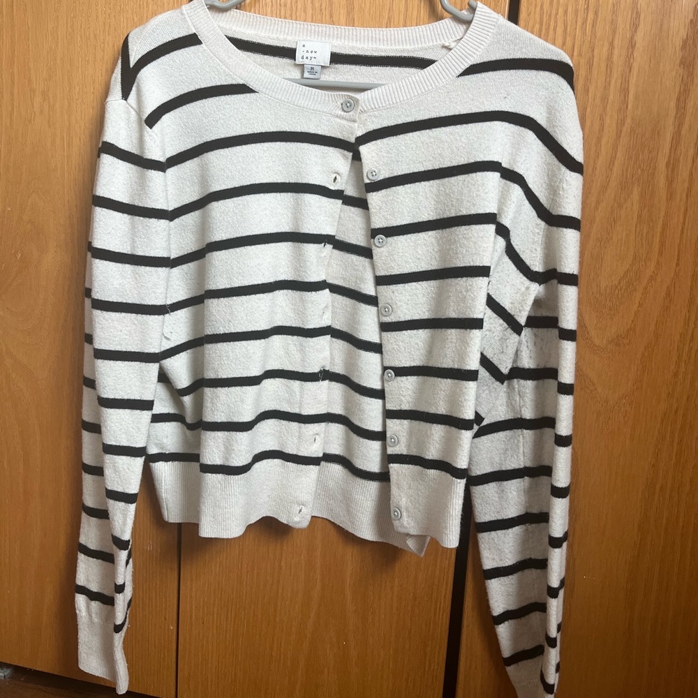 a new day Cream and Black Button-Up Cardigan